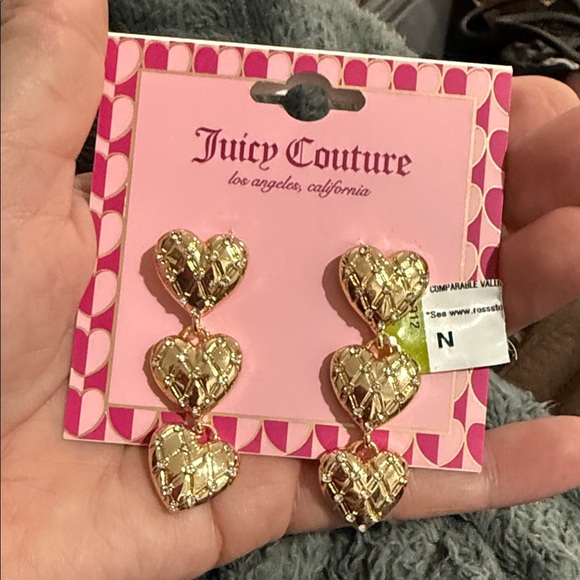 Juicy Couture Jewelry - Juicy Couture Gold Triple Heart Earrings